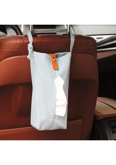 Yuntech01 Mavi Kumaş Havlu Kutusu - Otomobil, Salon Ve Ev İçin Asılı Tasarım - Dayanıklı Kumaş Malzeme - Logo Tasarımı Seçeneği