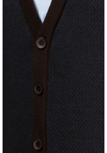 Çizgi Triko Erkek Büyük Beden Desenli Kol Ve Bel Lastikli Çelik Örgü Triko Hırka 5014mb Kahverengi Kahverengi