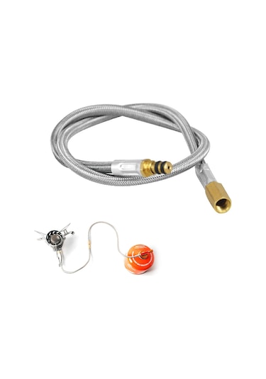 Symbee Kamp Isıtkısı Uzatma Hortumu 44cm - Kauçuk & 43 Çelik Tel Malzeme - Kullanıma Pratik Gümüş