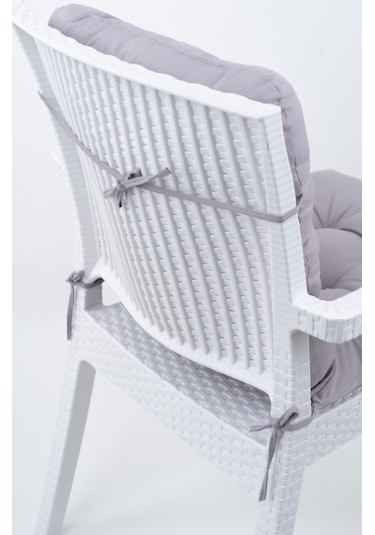 Altınpamuk Neva Pofidik Özel Dikişli Bağcıklı Arkalıklı Sandalye Minderi 44x88 CM Gri