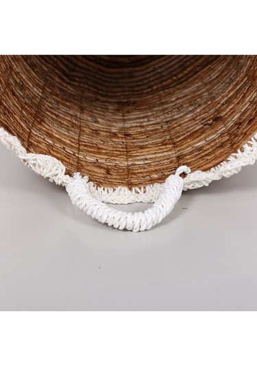 Trabzon 37x40x48 Cm. Doğal Abaka El Yapımı Sepet L - Bej