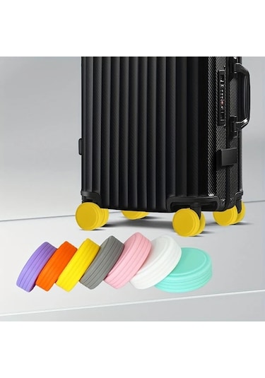 Willowhaven 8 Adet Siyah Valiz Tekerlek Koruması Şok Dirençli Ve Kaymaz Siyah