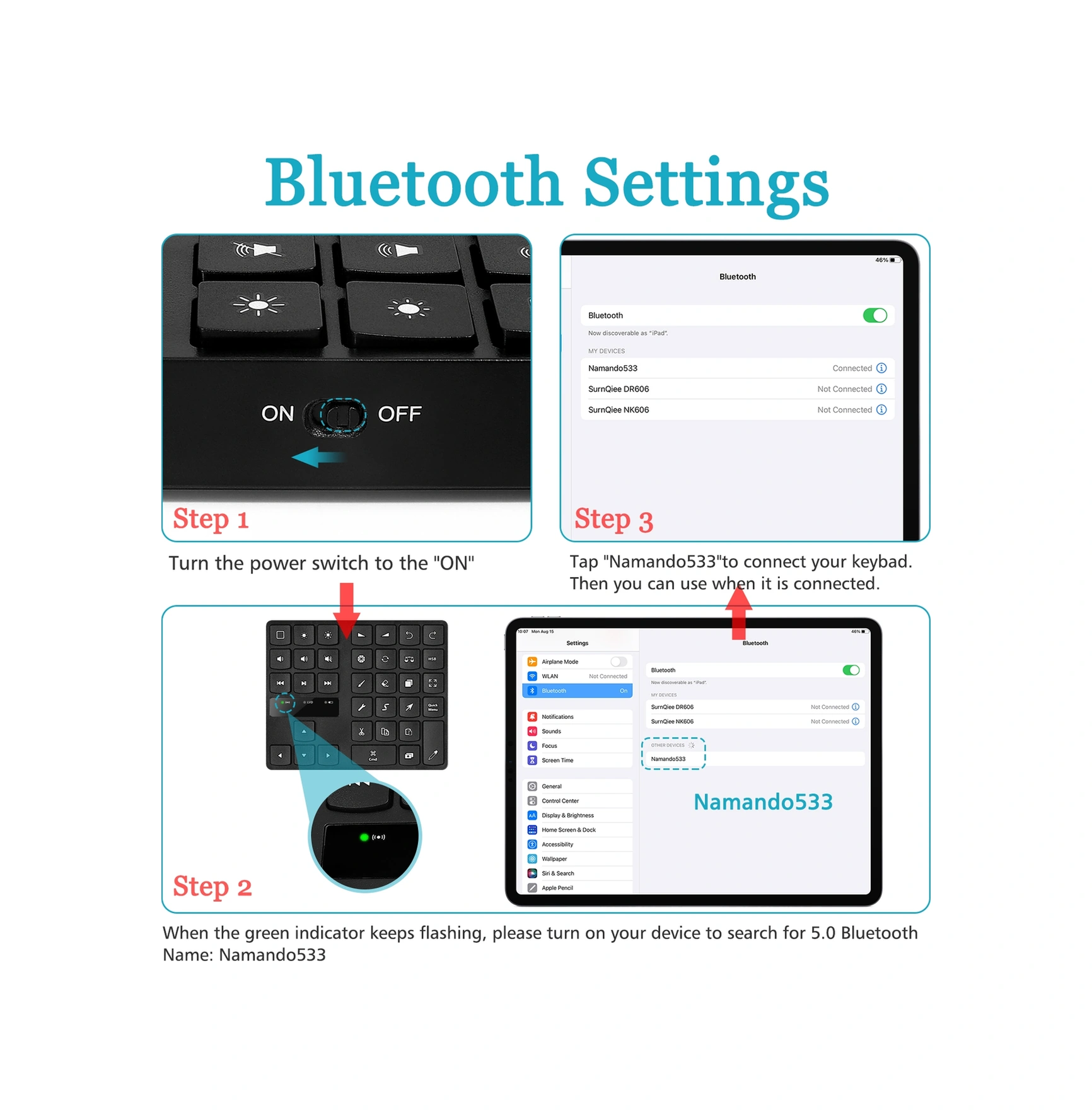 Sones 533 Bluetooth 5.0 Boyama Klavyesi 35 Tuşlu Tuş Takımı Kablosuz Dijital Klavye