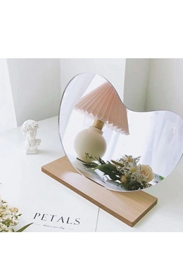 Gaman Ahşap Standlı Masaüstü Asimetrik Makyaj Aynası