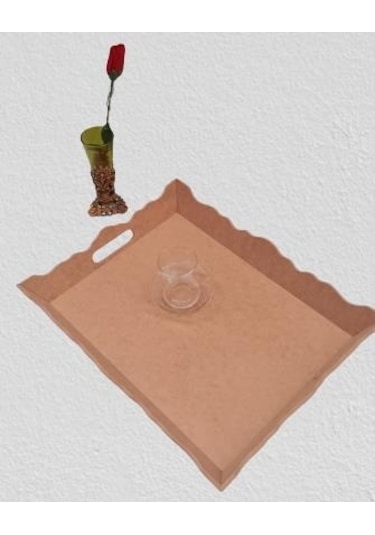 Hobi Dekoratif Model Tepsi Dikdörtgen Dalga Kenar Ahşap HAM MDF El Yapımı