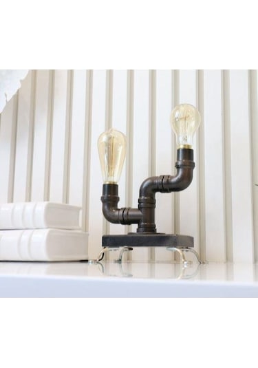 Borulardan Masa Lambası,endüstriyel Minimalist Lamba,hediyelik Rustik Siyah