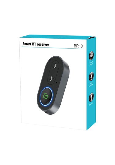 Cbtx Br10 Araç Bluetooth 5.0 Adaptörü 3.5mm Aux Ses Müzik Kablosuz Alıcı Eller Serbest Çağrı Adaptörü