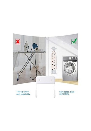 Hombey Metal Duşakabin Ütü Tahtası Askısı - Mat Beyaz 12x11 Cm, Vidalı İçerir Beyaz