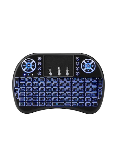 Thentech Bluetooth Akıllı Tv Android Uyumlu Mini Klavye Touchpad İle Mouse İşlevi Mini Kablosuz Klavye Siyah
