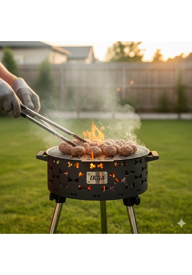 İksa Katlanabilir Mangal Büyük Gri - Siyah