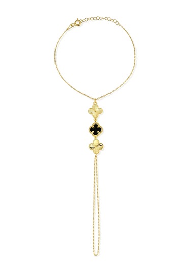 14k Altın Kaplamalı 925 Ayar Gümüş Granada Saray Yoncaları Şahmeran - Siyah Oniks 45104102 Altın