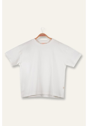 Unisex Çocuk Oversıze T-shirt - Ekru Ekru