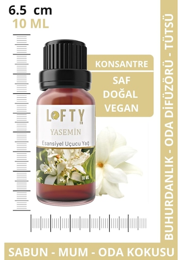 Lofty Yasemin Doğal Uçucu Yağ Saf Buhurdanlık Esansı Konsantre Oda Kokusu10 ML