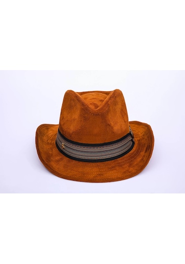 Twingold İsme Özel Süet Kovboy Fötr Şapka - Ab01007 - Taba Taba