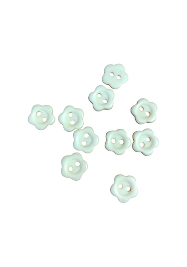 10 Adet 10 Mm Çiçek Düğme Kırık Beyaz