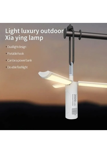 Maoyaya 3500mah Taşınabilir El Lambası M26, Katlanabilir, Üçlü Yaprak Kanca, Çok Fonksiyonlu Kamp Işığı Beyaz Beyaz