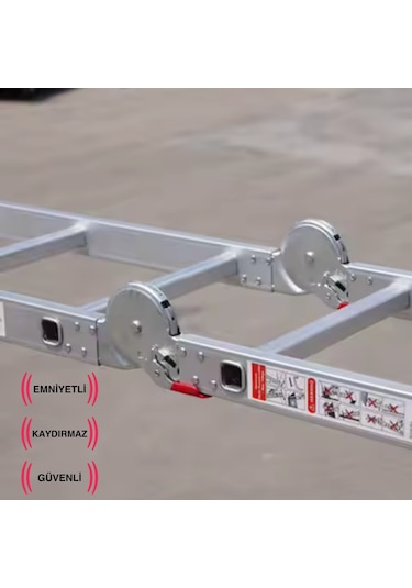 Endokon Platformlu 3,46 Metre - 12 Basamaklı Katlanır Akrobat Merdiven - Büyük Menteşe - Kalın Profil