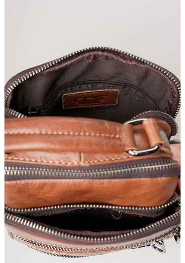 Ççs 31603 Hakiki Deri Askılı Çanta Kahve