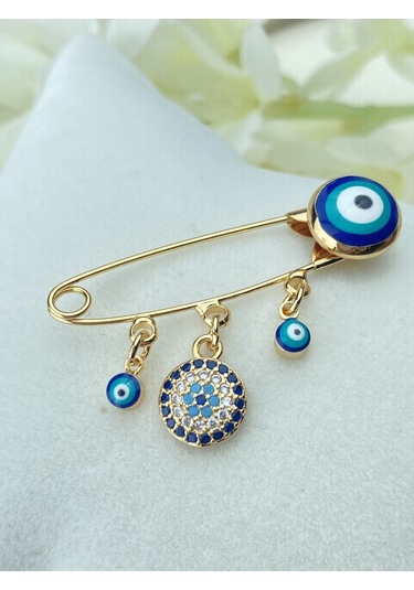 Kyver Bebek İğnesi Nazarlık Yaka İğnesi Gold