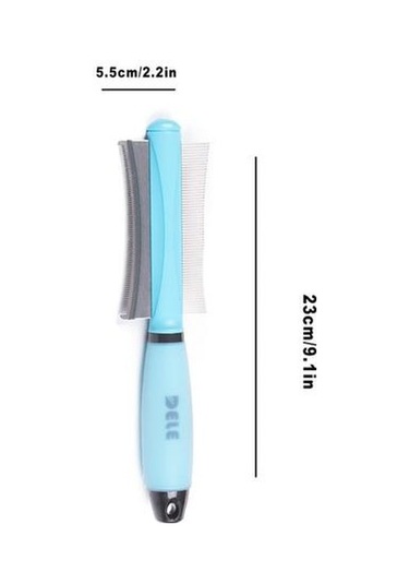 1 Adet Pet Saç Tarak Kedi Köpek Saç Remover Için Çift Taraflı Kolay Deshedding Fırça Kedi Bakım Aracı Için Uzun Küçük Saç Köpek Kedi Bakımı Mavi