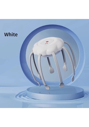 Elmpaly Beyaz Usb Şarjlı 3 Ayarlı Ahtapot Tipi Kafa Masaj Aleti Beyaz
