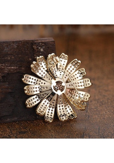 Blucome Yeni Varış Zarif Kaliteli Bakır Broş Çiçek Şekli Kadın Takım Elbise Ders Başörtüsü Pimleri Açık Pembe