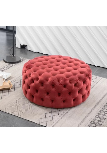 Deccostil Kapitoneli Yuvarlak Kapitoneli Puf/Orta Sehpa