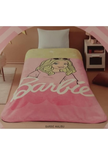Taç Lisanslı Battaniye Barbie Malibu Tek Kişilik Pembe