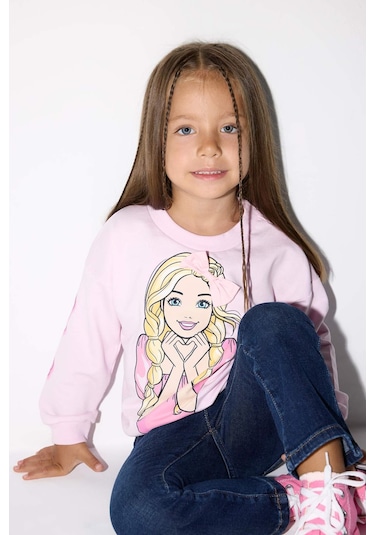 Defacto Kız Bebek Barbie Bisiklet Yaka Sweatshirt F4979a525aupn633 Pembe