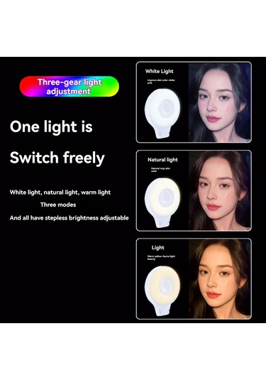 Neevoyu Magneetik Telefon Fıllıghtı: Çok Açıklı, Üç Işık Modu, Cep Telefonu Tutucu, Taşınabilir Güzellik Işığı - Beyaz Beyaz