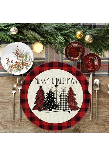 4 Adet/takım Yuvarlak Kırmızı Atatürk Çiçeği Noel Masa Örtüsü 38 Cm Polyester Yemek Masası Örtüleri Kış Noel Masa Örtüsü Mutfak Yemek Odası İçin F, 38 Cm Diğer