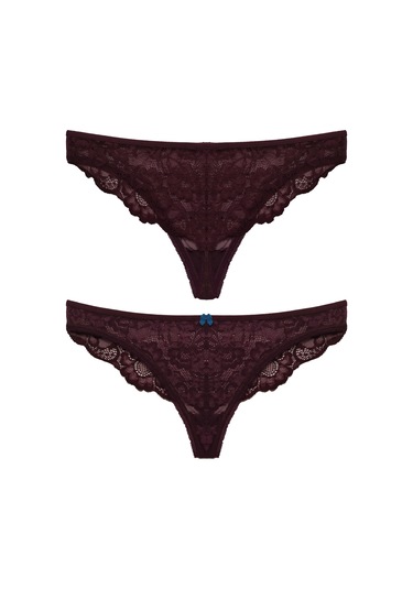 Arkası String Kırmızı Mor Renk Seçenekli Dantelli Kadın Külot