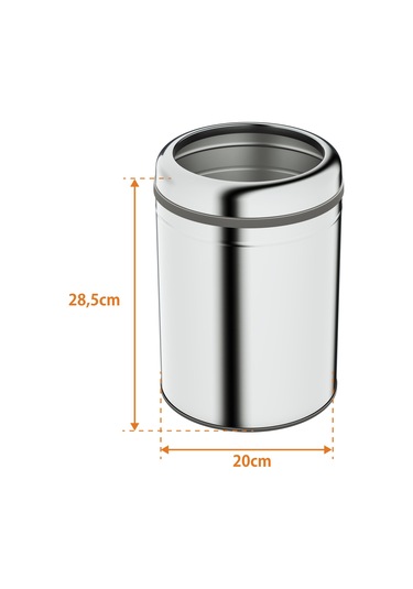 Aqua Bagno Basic Çöp Kovası - Çemberli Tip 8 L, Parlak Krom Paslanmaz Krom