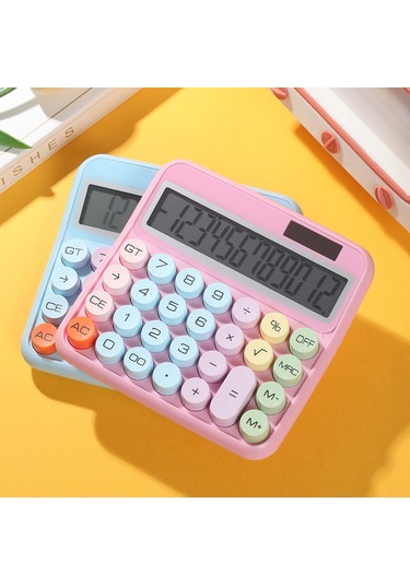 Aubyhe Güneş Paneli Ve Çift Kaynaklı 12 Haneli Hesap Makinesi - Geniş Lcd Ekran, 15 Eğimli Görünüm, Büyük Tuşlar, Beyaz Aaa Pil Gereklidir Beyaz