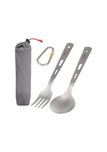 Bloomnest 2 Parça Titanyum Kamp Çatal Kaşık Seti - Ultra Hafif, Renkli, Piknik & Dağ Yürüyüşü İçin Çok Renkli, Küçük Boyutlu Çok Renkli