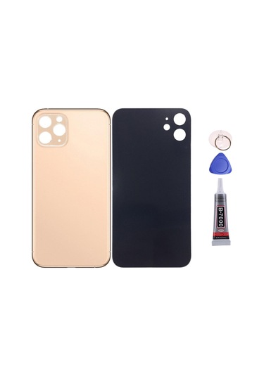 Apple Uyumlu iPhone 11 Pro Gold Arka Kapak Batarya Kapağı Pil Kapağı Yapışkan Ve Sökme Aparatıyla Beraber Full Set Gold