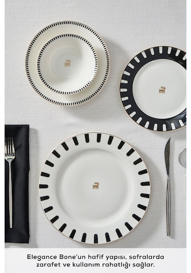 Karaca  Elegance Bone 50.Yıl İmza Koleksiyonu Kore 24 Parça 6 Kişilik Yemek Takımı