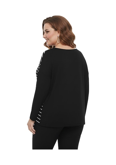 Wearon Kadın Siyah Sıfır Yaka Taşlı Bluz Bgl-st05157 Siyah