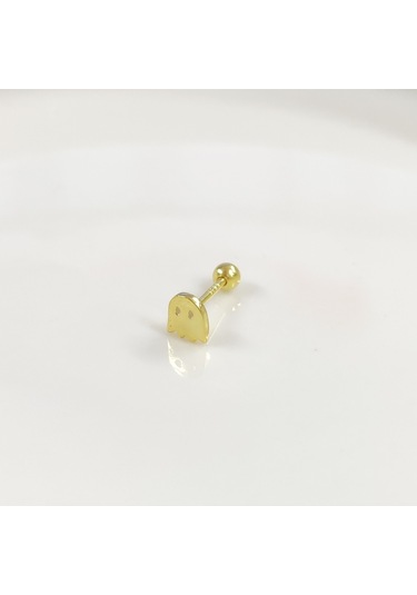 Sevimli Hayalet Gümüş Tragus Pıercıng - Altın Sarı Beyaz