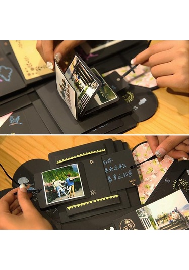 Yaratıcı Dıy El Yapımı Fotoğraf Albümü Hatıra Kitabı Sürpriz Patlama Hediye Kutusu, Bitmiş + Pvc Versiyon
