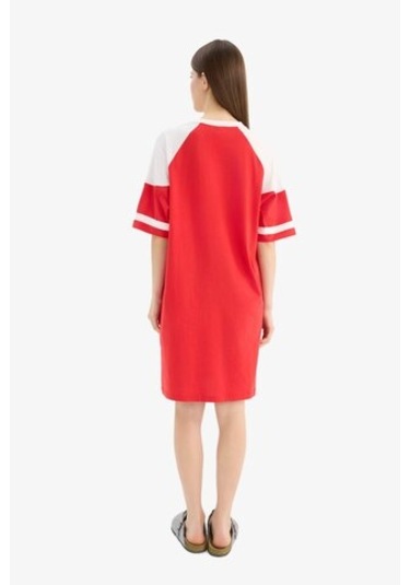 DeFacto Baskılı V Yaka Kısa Kollu Gecelik-Fall in Love E7649AX25SPRD227