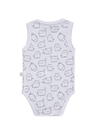 Civil Baby Kedi Empirmeli 3 Lü 0-36 Ay Çıtçıtlı Badi - Beyaz