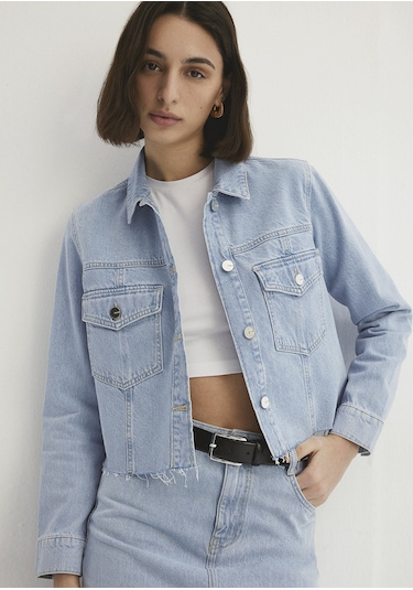 Mavi - Thalia Mavi Premium Buz Mavi Jean Ceket 1110289-86792 Açık Mavi