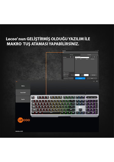 Lecoo KB121 USB Kablolu Makro Tuşlu Rainbow Membran Gaming Türkçe Q Klavye