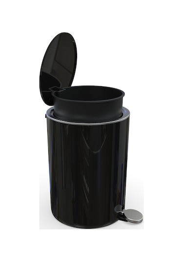 Primanova Lenox Pedallı Çöp Kovası Siyah 5 Lt Siyah