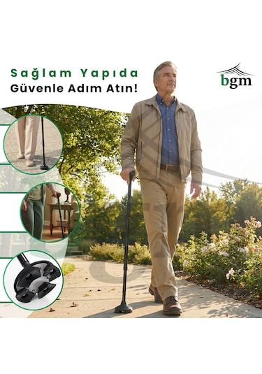Siyah Akıllı Baston- Yüksek Kalite Denge Bastonu Lüks Parlak Siyah