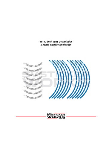 Bajaj Rs200 Jant Sticker Dış Ve İç Set Sticker Jant Şeridi Mavi