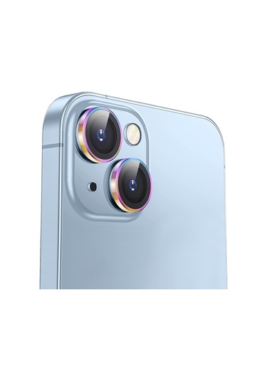 Buff Iphone Uyumlu 14 / 14 Plus Uyumlu Kamera Metal Lens Gökkuşağı