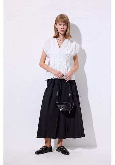 Geniş Pileli Pantolon Siyah Siyah