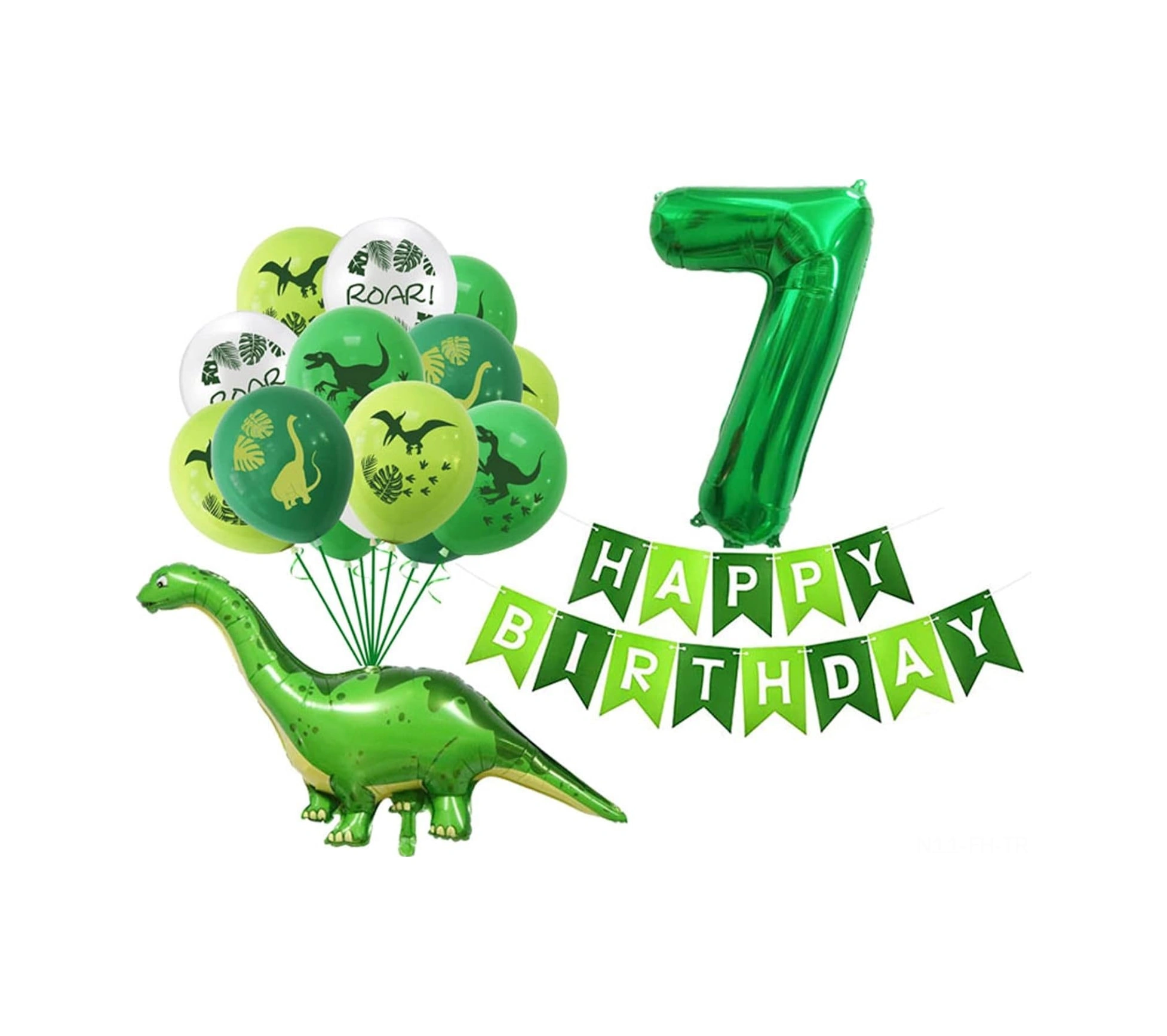 Folinda 32 Ve 12 İnç Lateks Balon Seti - Dinozor Figürlü, Sayısal Ve Yuvarlak Şekiller - Doğum Günü Partileri İçin